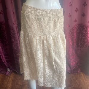 Y2K Cream Lace Skirt Midi Skirt Size Medium